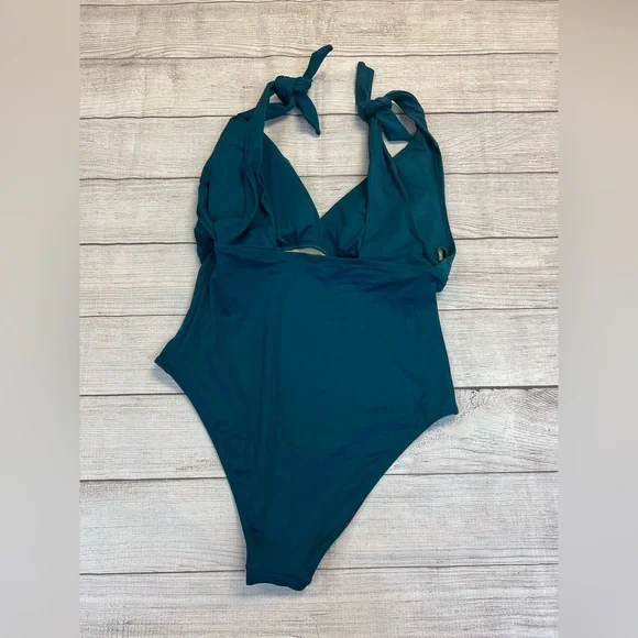 Swimsuits For All Teal Tie Shoulder One Piece Swimsuit Size 18 - Picture 8 of 9